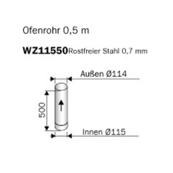 HARVIA Rauchrohr Edelstahl Ø115 - 500 mm 