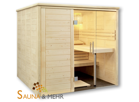 ALASKA Massivholz Saunakabine Mod. Gerade 204x204 Fenster rechts 