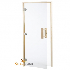 Fichte Saunatür "Classic" 80mm / 74x196 cm - Klarglas 8 mm 68 x 191 cm 